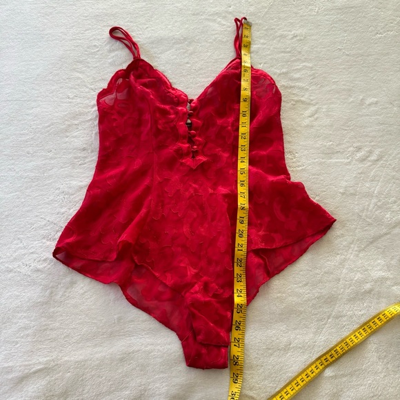 Vintage Victoria Secret Bodysuit Women’s Red Gold Label Teddy Snap Crotch - Picture 8 of 8